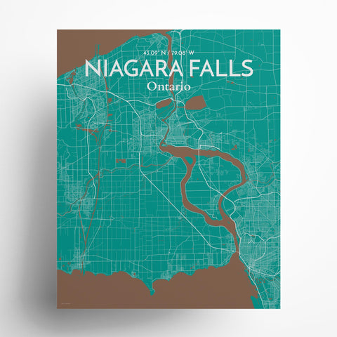 Niagara Falls City Map Poster – Detailed Art Print of Niagara Falls, Ontario for Home Decor, Office Decor, Travel Art, and Unique Gifts