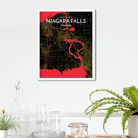 Niagara Falls City Map Poster – Detailed Art Print of Niagara Falls, Ontario for Home Decor, Office Decor, Travel Art, and Unique Gifts