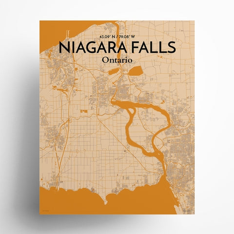 Niagara Falls City Map Poster – Detailed Art Print of Niagara Falls, Ontario for Home Decor, Office Decor, Travel Art, and Unique Gifts