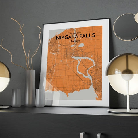 Niagara Falls City Map Poster – Detailed Art Print of Niagara Falls, Ontario for Home Decor, Office Decor, Travel Art, and Unique Gifts