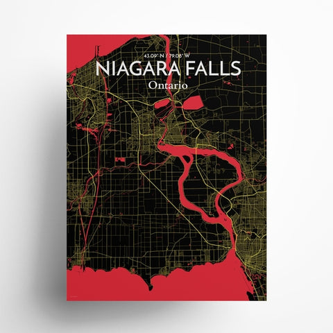 Niagara Falls City Map Poster – Detailed Art Print of Niagara Falls, Ontario for Home Decor, Office Decor, Travel Art, and Unique Gifts