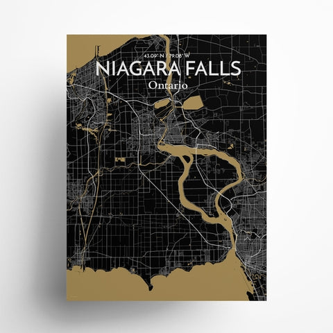 Niagara Falls City Map Poster – Detailed Art Print of Niagara Falls, Ontario for Home Decor, Office Decor, Travel Art, and Unique Gifts