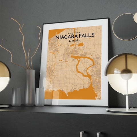 Niagara Falls City Map Poster – Detailed Art Print of Niagara Falls, Ontario for Home Decor, Office Decor, Travel Art, and Unique Gifts