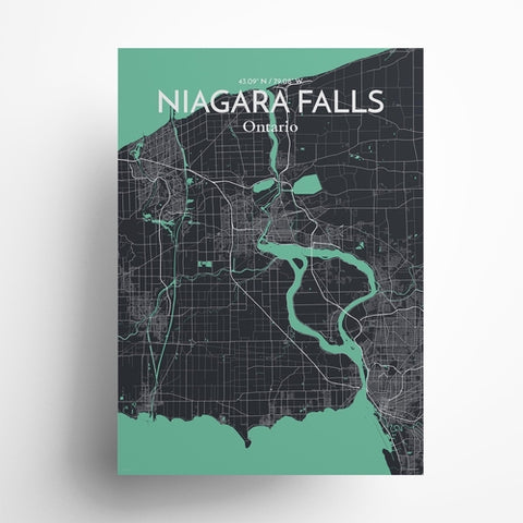 Niagara Falls City Map Poster – Detailed Art Print of Niagara Falls, Ontario for Home Decor, Office Decor, Travel Art, and Unique Gifts