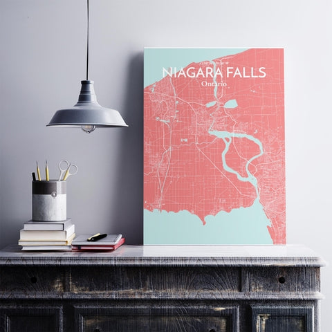 Niagara Falls City Map Poster – Detailed Art Print of Niagara Falls, Ontario for Home Decor, Office Decor, Travel Art, and Unique Gifts