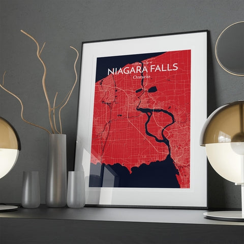 Niagara Falls City Map Poster – Detailed Art Print of Niagara Falls, Ontario for Home Decor, Office Decor, Travel Art, and Unique Gifts