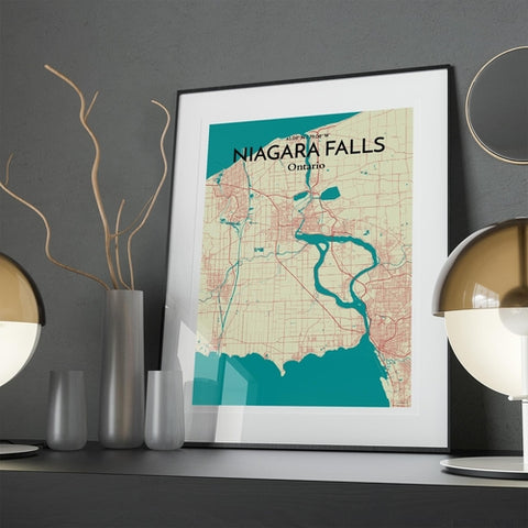 Niagara Falls City Map Poster – Detailed Art Print of Niagara Falls, Ontario for Home Decor, Office Decor, Travel Art, and Unique Gifts