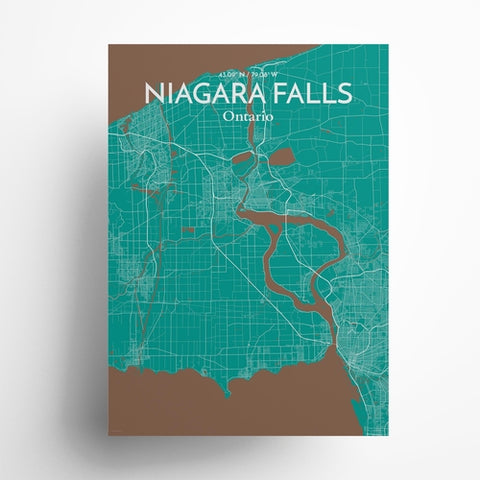 Niagara Falls City Map Poster – Detailed Art Print of Niagara Falls, Ontario for Home Decor, Office Decor, Travel Art, and Unique Gifts