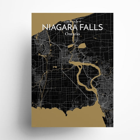 Niagara Falls City Map Poster – Detailed Art Print of Niagara Falls, Ontario for Home Decor, Office Decor, Travel Art, and Unique Gifts