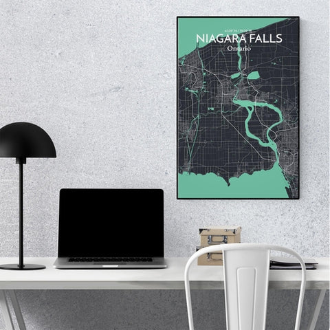 Niagara Falls City Map Poster – Detailed Art Print of Niagara Falls, Ontario for Home Decor, Office Decor, Travel Art, and Unique Gifts