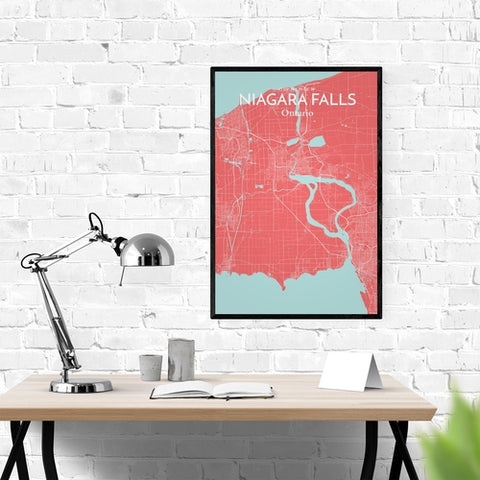 Niagara Falls City Map Poster – Detailed Art Print of Niagara Falls, Ontario for Home Decor, Office Decor, Travel Art, and Unique Gifts