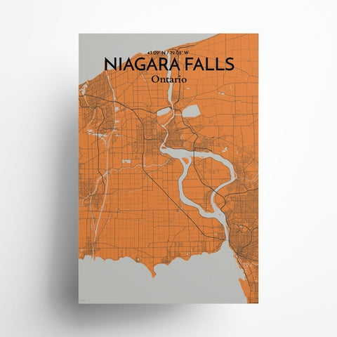 Niagara Falls City Map Poster – Detailed Art Print of Niagara Falls, Ontario for Home Decor, Office Decor, Travel Art, and Unique Gifts