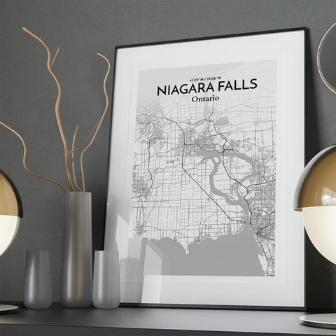 Niagara Falls City Map Poster – Detailed Art Print of Niagara Falls, Ontario for Home Decor, Office Decor, Travel Art, and Unique Gifts