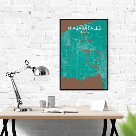 Niagara Falls City Map Poster – Detailed Art Print of Niagara Falls, Ontario for Home Decor, Office Decor, Travel Art, and Unique Gifts