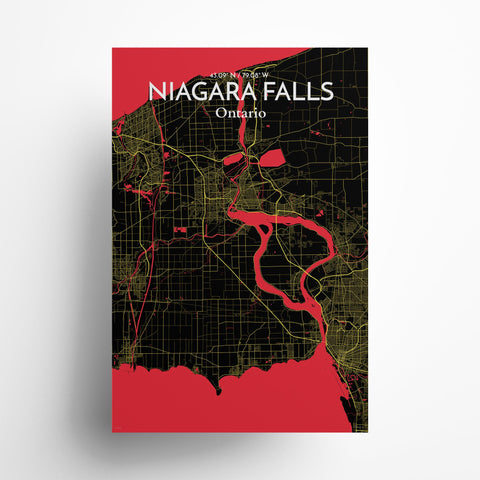 Niagara Falls City Map Poster – Detailed Art Print of Niagara Falls, Ontario for Home Decor, Office Decor, Travel Art, and Unique Gifts