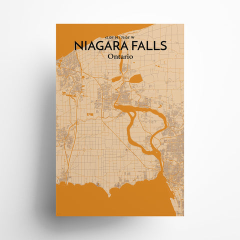 Niagara Falls City Map Poster – Detailed Art Print of Niagara Falls, Ontario for Home Decor, Office Decor, Travel Art, and Unique Gifts