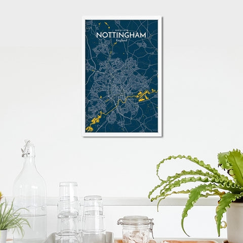 Nottingham City Map Poster – Detailed Art Print of Nottingham, England City Map Art for Home Decor, Office Decor, and Unique Gifts