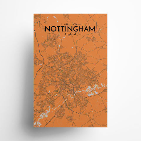 Nottingham City Map Poster – Detailed Art Print of Nottingham, England City Map Art for Home Decor, Office Decor, and Unique Gifts