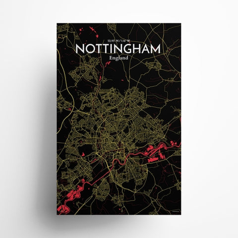 Nottingham City Map Poster – Detailed Art Print of Nottingham, England City Map Art for Home Decor, Office Decor, and Unique Gifts