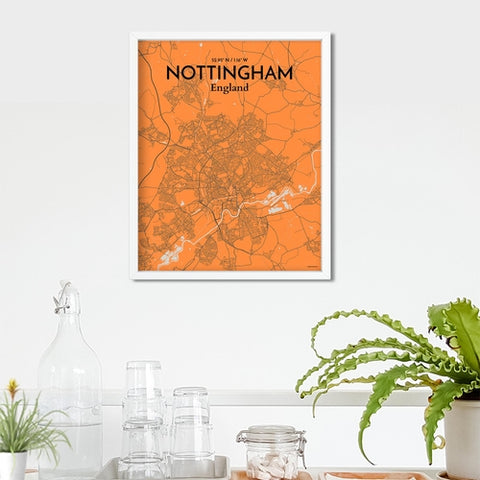 Nottingham City Map Poster – Detailed Art Print of Nottingham, England City Map Art for Home Decor, Office Decor, and Unique Gifts