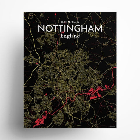 Nottingham City Map Poster – Detailed Art Print of Nottingham, England City Map Art for Home Decor, Office Decor, and Unique Gifts