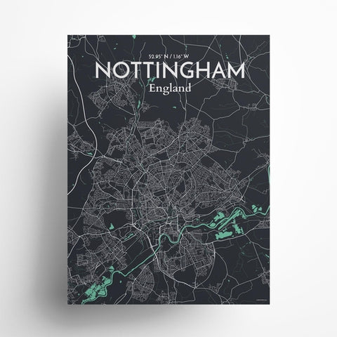 Nottingham City Map Poster – Detailed Art Print of Nottingham, England City Map Art for Home Decor, Office Decor, and Unique Gifts