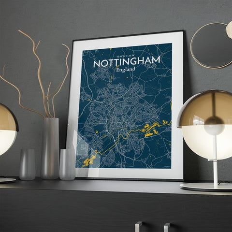 Nottingham City Map Poster – Detailed Art Print of Nottingham, England City Map Art for Home Decor, Office Decor, and Unique Gifts