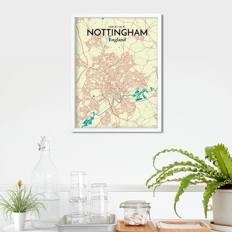 Nottingham City Map Poster – Detailed Art Print of Nottingham, England City Map Art for Home Decor, Office Decor, and Unique Gifts