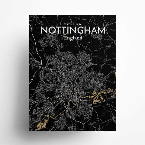 Nottingham City Map Poster – Detailed Art Print of Nottingham, England City Map Art for Home Decor, Office Decor, and Unique Gifts