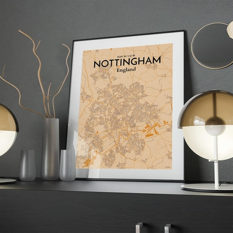 Nottingham City Map Poster – Detailed Art Print of Nottingham, England City Map Art for Home Decor, Office Decor, and Unique Gifts