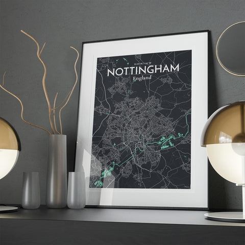 Nottingham City Map Poster – Detailed Art Print of Nottingham, England City Map Art for Home Decor, Office Decor, and Unique Gifts