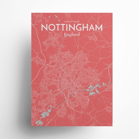 Nottingham City Map Poster – Detailed Art Print of Nottingham, England City Map Art for Home Decor, Office Decor, and Unique Gifts