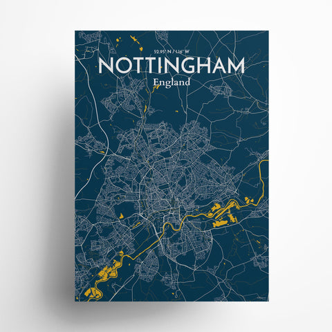 Nottingham City Map Poster – Detailed Art Print of Nottingham, England City Map Art for Home Decor, Office Decor, and Unique Gifts