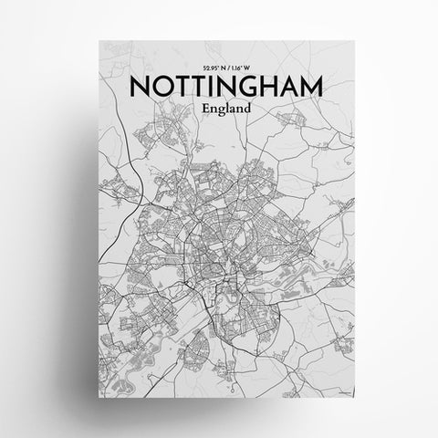 Nottingham City Map Poster – Detailed Art Print of Nottingham, England City Map Art for Home Decor, Office Decor, and Unique Gifts