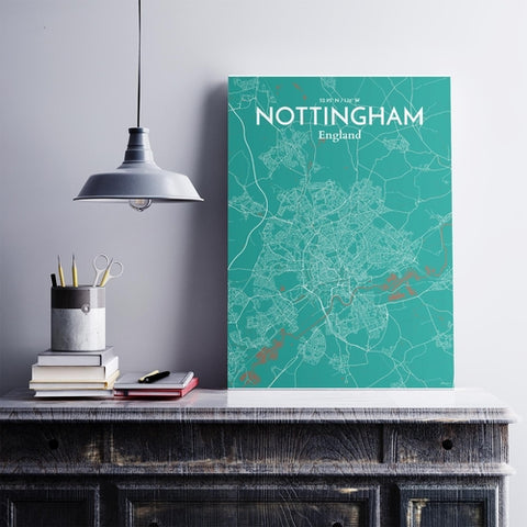 Nottingham City Map Poster – Detailed Art Print of Nottingham, England City Map Art for Home Decor, Office Decor, and Unique Gifts