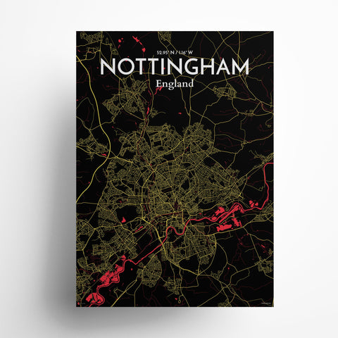 Nottingham City Map Poster – Detailed Art Print of Nottingham, England City Map Art for Home Decor, Office Decor, and Unique Gifts