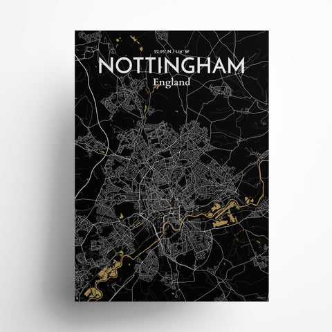 Nottingham City Map Poster – Detailed Art Print of Nottingham, England City Map Art for Home Decor, Office Decor, and Unique Gifts