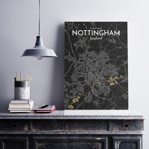 Nottingham City Map Poster – Detailed Art Print of Nottingham, England City Map Art for Home Decor, Office Decor, and Unique Gifts