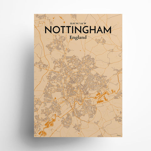 Nottingham City Map Poster – Detailed Art Print of Nottingham, England City Map Art for Home Decor, Office Decor, and Unique Gifts