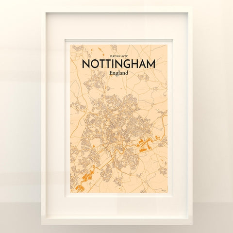 Nottingham City Map Poster – Detailed Art Print of Nottingham, England City Map Art for Home Decor, Office Decor, and Unique Gifts