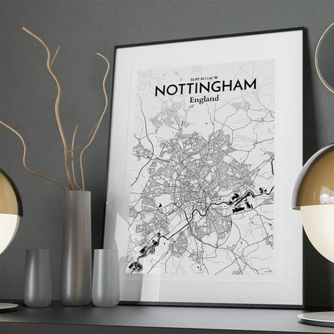 Nottingham City Map Poster – Detailed Art Print of Nottingham, England City Map Art for Home Decor, Office Decor, and Unique Gifts