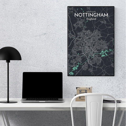 Nottingham City Map Poster – Detailed Art Print of Nottingham, England City Map Art for Home Decor, Office Decor, and Unique Gifts