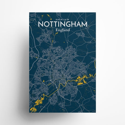 Nottingham City Map Poster – Detailed Art Print of Nottingham, England City Map Art for Home Decor, Office Decor, and Unique Gifts