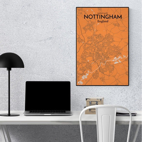 Nottingham City Map Poster – Detailed Art Print of Nottingham, England City Map Art for Home Decor, Office Decor, and Unique Gifts