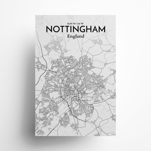 Nottingham City Map Poster – Detailed Art Print of Nottingham, England City Map Art for Home Decor, Office Decor, and Unique Gifts