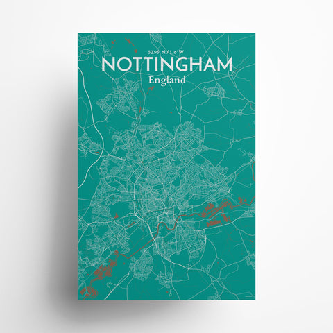 Nottingham City Map Poster – Detailed Art Print of Nottingham, England City Map Art for Home Decor, Office Decor, and Unique Gifts