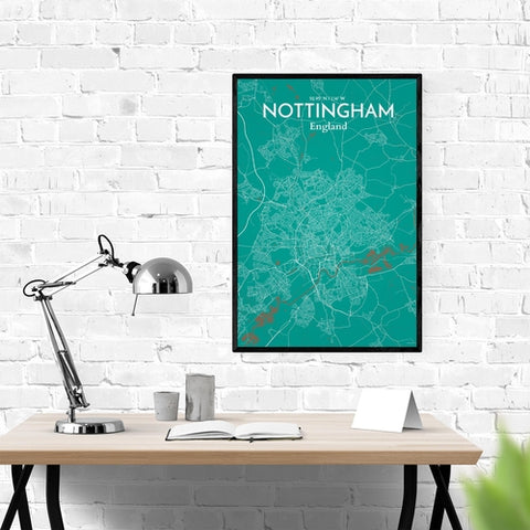 Nottingham City Map Poster – Detailed Art Print of Nottingham, England City Map Art for Home Decor, Office Decor, and Unique Gifts