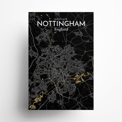 Nottingham City Map Poster – Detailed Art Print of Nottingham, England City Map Art for Home Decor, Office Decor, and Unique Gifts