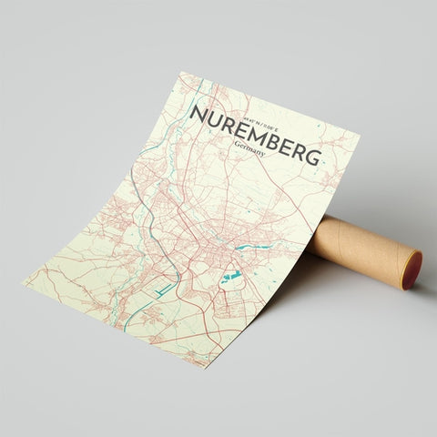 Nuremberg City Map Poster – Detailed Art Print of Nuremberg, German City Map Art for Home Decor, Office Decor, and Unique Gifts