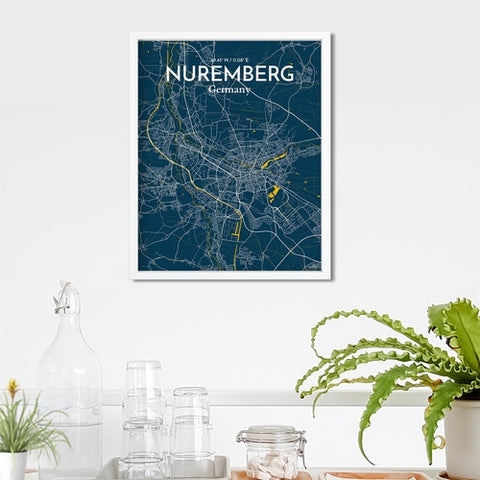 Nuremberg City Map Poster – Detailed Art Print of Nuremberg, German City Map Art for Home Decor, Office Decor, and Unique Gifts